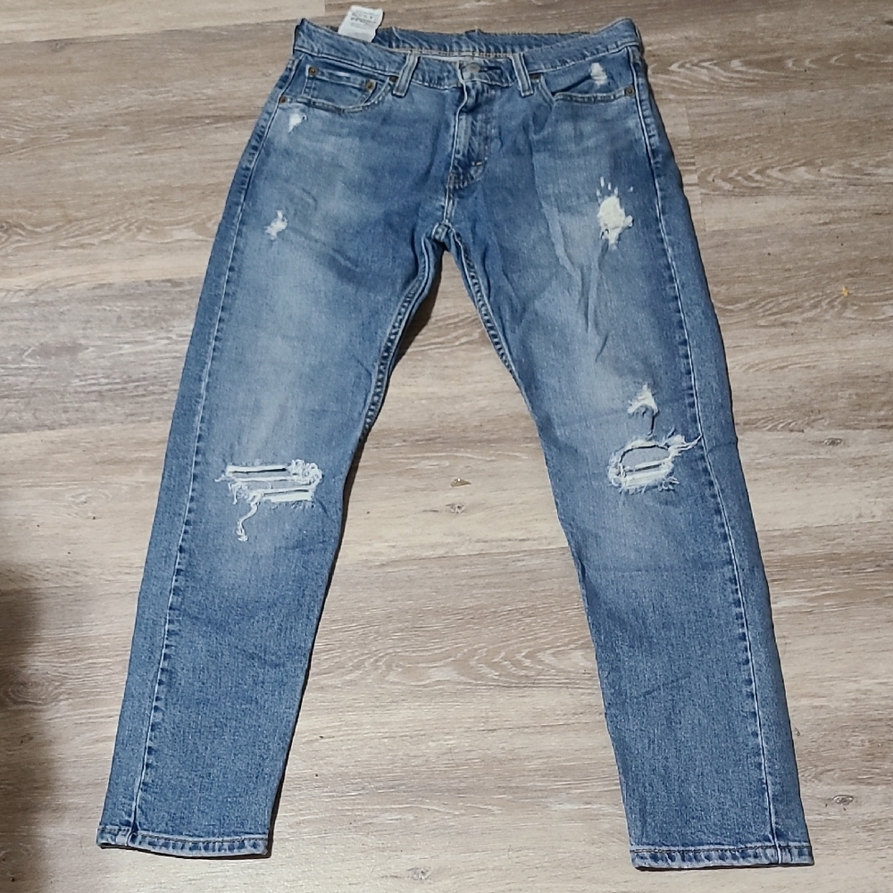 Men's  Fit Distressed Blue Ripped Style Jeans
